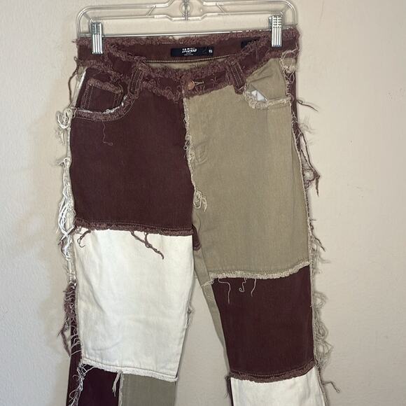 ASOS Jaded London boyfriend jeans in brown patchwork denim Women Size 26 - Picture 4 of 11